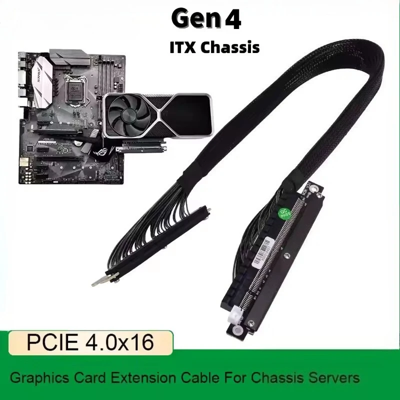ADT doble giro inverso derecho/izquierdo Riser PCI Express 4,0 X16 Cable extensor de tarjeta gráfica curva Gen4 para A4 ITX RTX 4090 RX7900xt - imagen 2