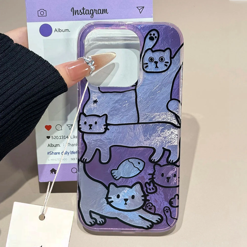 Funda de teléfono con diseño de vórtice degradado de gato con estampado rosa para iPhone 17 16 15 14 13 12 Pro Max 7 8 Plus 11 16e X XS XR SE