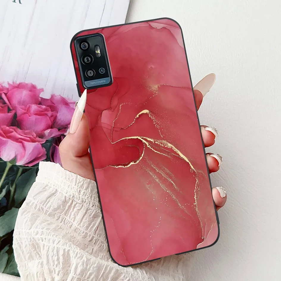 Para ZTE Blade A71 2021 funda A7030 nueva moda arte floral pintado suave cubierta de silicona negra para ZTE Blade A51 A 51 TPU Capa - imagen 5