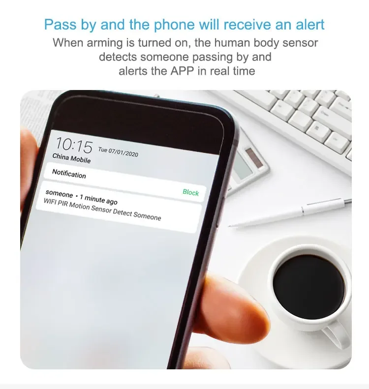 Tuya-Sensor de movimiento PIR inteligente, WIFI, Sensor de movimiento, aplicación Smart Life, sistema de automatización del hogar inalámbrico a través de Alexa y Google Home - imagen 3