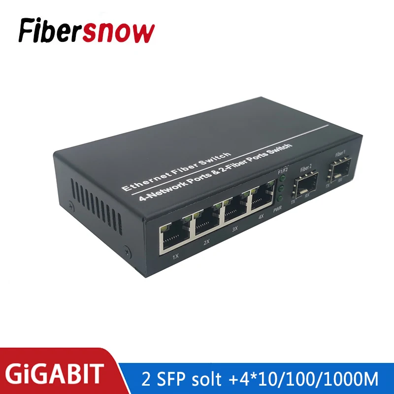 Conmutador Gigabit Ethernet, convertidor de medios de fibra óptica 4 RJ45 2 SFP 10/100/1000M, placa de puerto de fibra UTP PCBA 2F4E 2SFP4E - imagen 3
