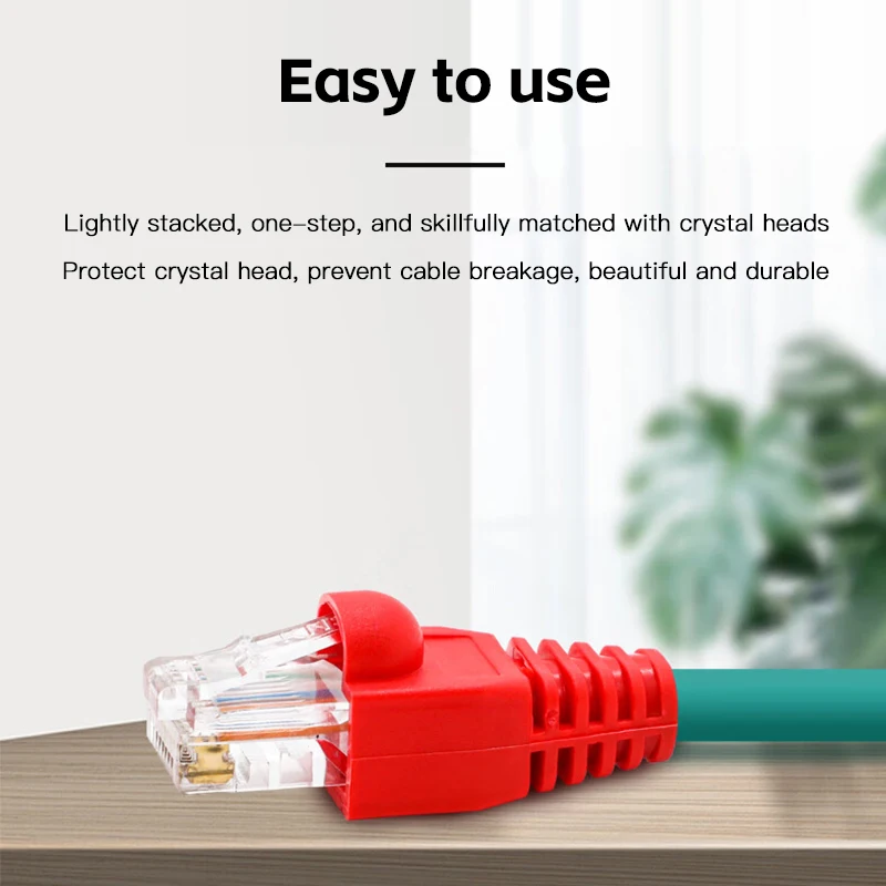 Cubierta de enchufe de conector de red Ethernet, protector de Cable, botas de alivio de tensión, cabeza de cristal, colorido, CAT5E, CAT6, RJ45, 8P8C - imagen 4