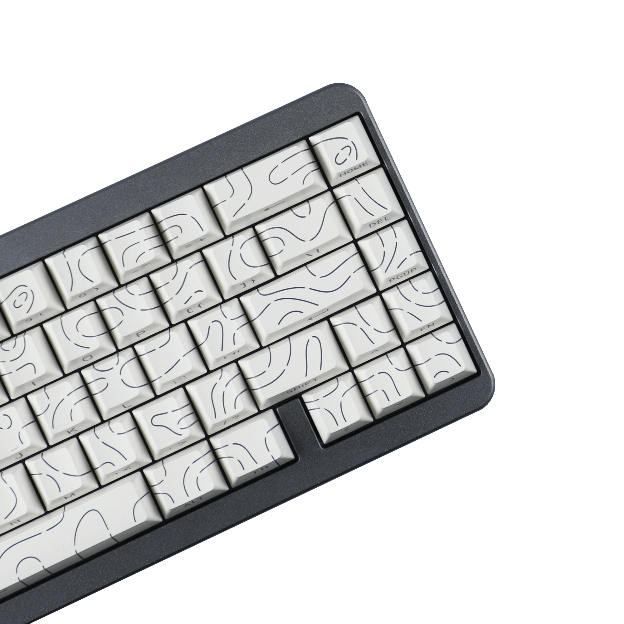 YMDK 97 teclas líneas de contorno blanco PBT teclas de doble disparo perfil de cereza translúcido retroiluminado lateral para teclados mecánicos MX - imagen 3