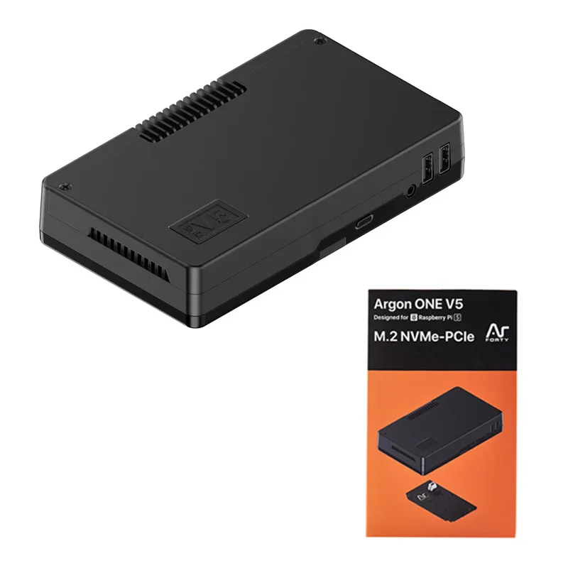 Caja Argon ONE V5 M.2 NVME para Raspberry Pi 5, carcasa de aluminio, ventilador PWM de 30mm, placa de expansión de ranura PCIe NVMe única/doble integrada - imagen 2