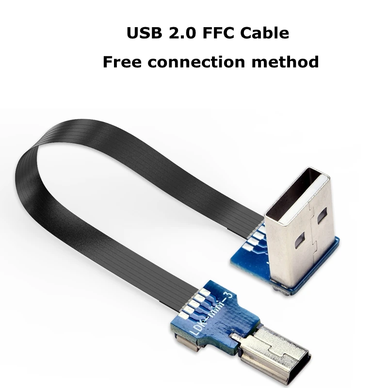 FFC Mini Micro USB extensión tipo C Cable de cinta 90 FPV delgado plano suave Flexible carga FPC FPV Monitor cardán de mano sin escobillas - imagen 5