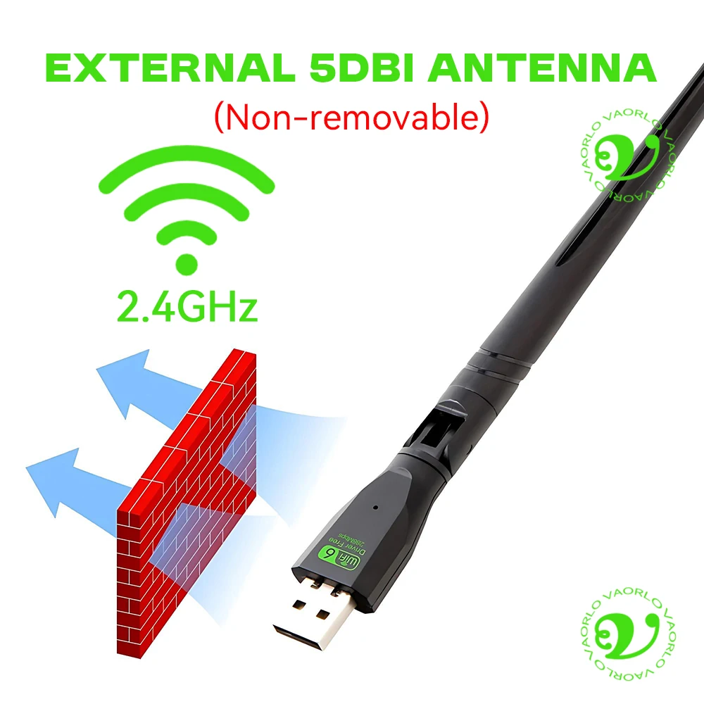 Adaptador USB WIFI 6 AX300, Dongle de tarjeta de red inalámbrica 2,4 GHz 802.11AX, recepción de señal de antena para ordenador portátil Win7/10/11 sin controlador - imagen 5