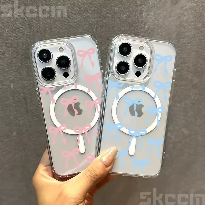Funda magnética Magsafe con lazo Adorable para iPhone 17 Pro Max 16 15 14 13 12 11 XR XS 16 Plus, cubierta dura transparente con carga inalámbrica - imagen 2
