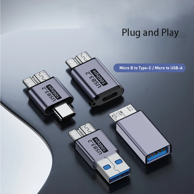 Convertidor Micro B a USB C tipo C hembra USB-A hembra macho para HDD SSD disco duro externo adaptador de transferencia de datos enchufe de carga