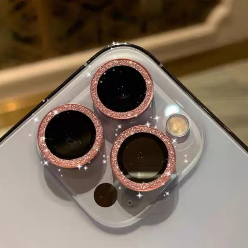 2-3 uds película de lente rosa brillante para IPhone 15 16 17Pro Max Protector de lente de cámara 9H cubierta de cámara de vidrio templado Metal Individual Rin - imagen 3
