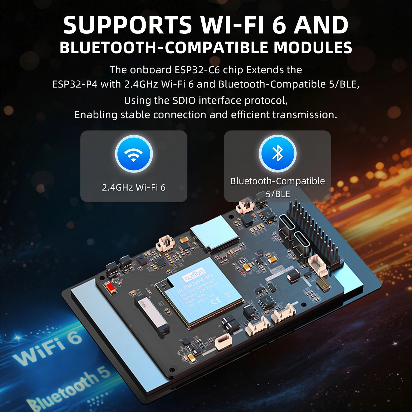 4,3 pulgadas 32MB PSRAM 16MB Flash 800*400 pantalla IPS ESP32 P4 Placa de desarrollo pantalla integrada ESP32-C6 Chip compatible con WiFi6 BT5 - imagen 5