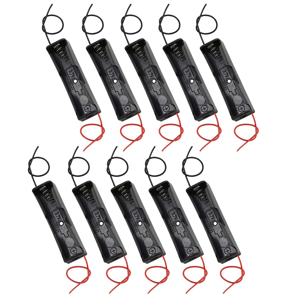 Soporte para caja de batería 18650 con paquete de cables, 10 cajas de almacenamiento de batería DIY, soporte para batería 18650 de 1 compartimento, 1 ranura, 10 Uds.