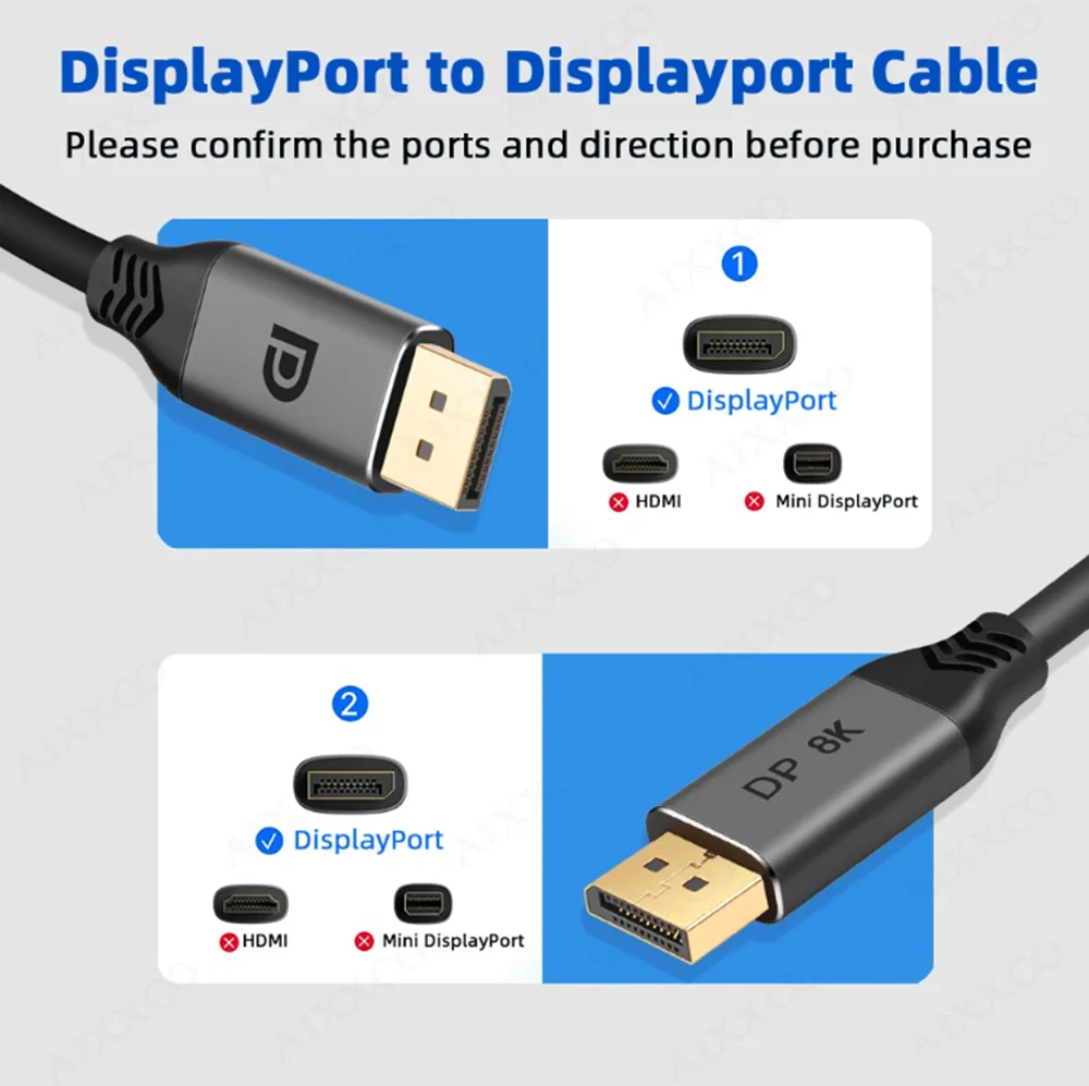 Cable Displayport 8K DP1.4 4K144Hz Cable de Audio y vídeo para Xiaomi TV Box PC Monitor de ordenador portátil Videojuego DP Cable puerto de visualización - imagen 2
