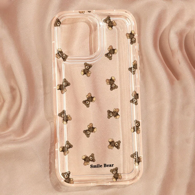 Funda de teléfono con estampado de oso y flores para iPhone 16 15 13 12 11 Pro Max 16E 15 Plus 13 Mini X XR XS 7 8 Plus SE2, funda suave de dibujos animados - imagen 5