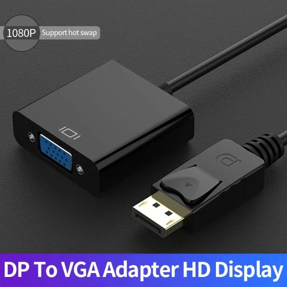 Cable adaptador DisplayPort DP a VGA, puerto de visualización para proyector DTV TV HDVD portátil DP macho a VGA hembra, Cable adaptador convertidor - imagen 2