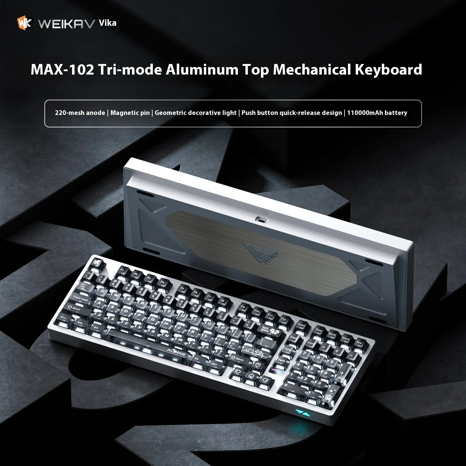 WEIKAV MAX102 Teclado mecánico inalámbrico trimododo de aluminio 101 teclas QMK/VIA 10000mAh PC Esports teclados para juegos de portátiles - imagen 2