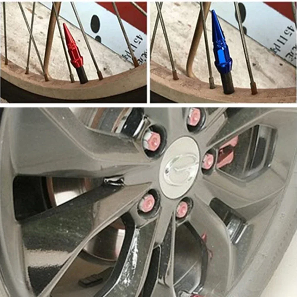 Tapas de aire de rueda de tuerca de vástago sólido, tapa de válvula de tornillo de coche colorida, tapas de válvula de neumático de rueda de coche de aluminio, Tuercas de espiga para la mayoría de los vehículos - imagen 4