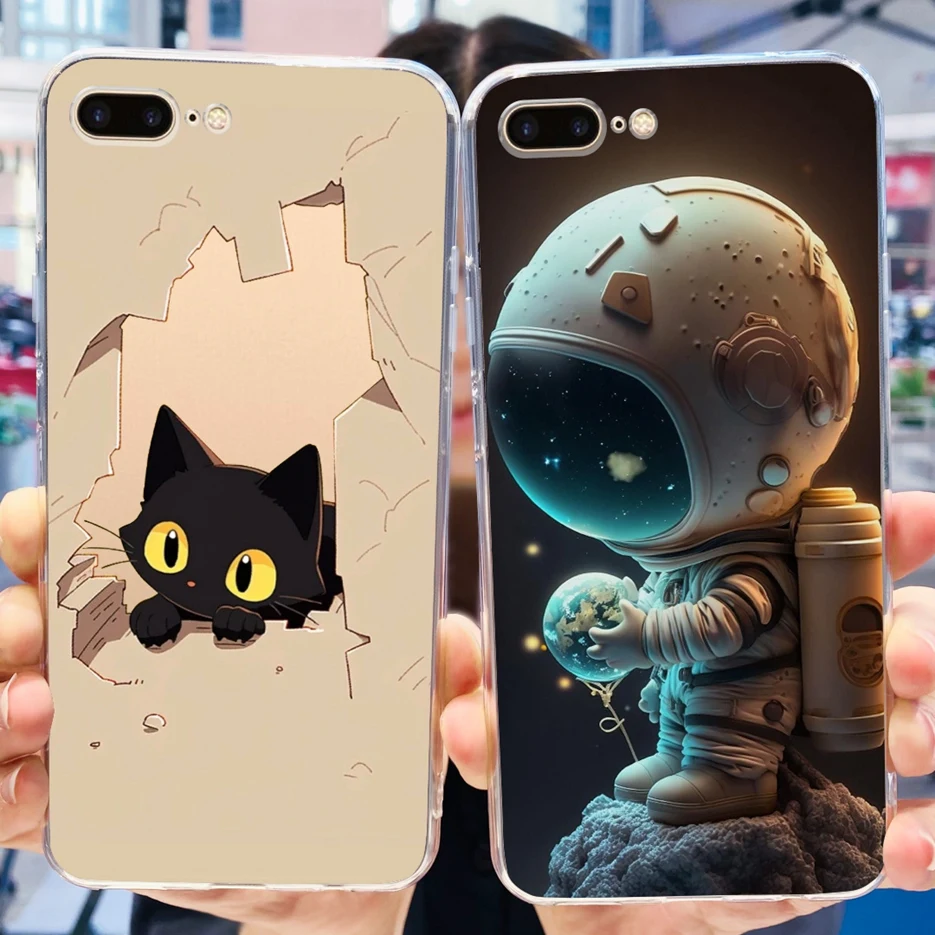 Para IPhone 7 Plus funda iPhone8 Plus cubierta pintada de moda funda de teléfono de silicona transparente para iPhone 8 iPhone7 Plus Fundas suaves parachoques - imagen 4