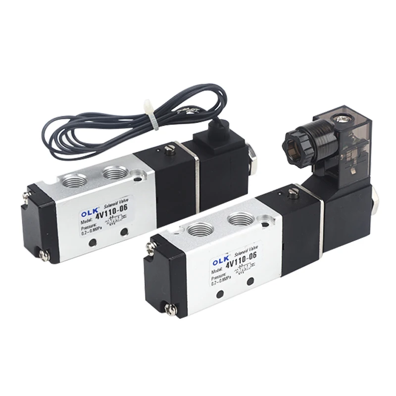 Válvula Solenoide de aire 4V110-06 1/8, válvula neumática de 5/2 vías, 5 puertos, 2 posiciones, válvulas magnéticas eléctricas de Gas DC12V 24V 110V 220V