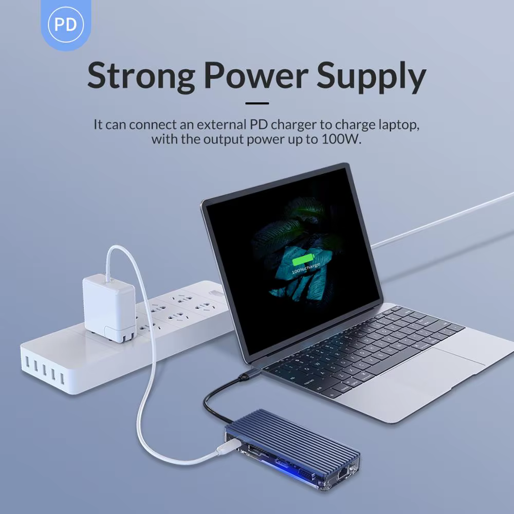 ORICO Hub USB-C con HDMI 100W y Lector Tarjetas - imagen 2