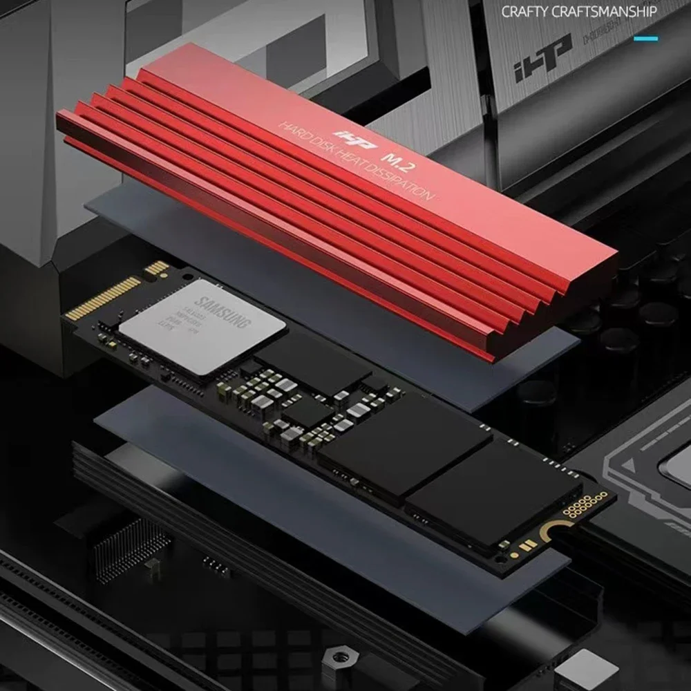 Disipador de calor M.2 SSD NVMe, disipador de calor de disco duro M2 2280 SSD, radiador de aluminio con almohadilla térmica para PC de escritorio PCIE 2280 SSD - imagen 2