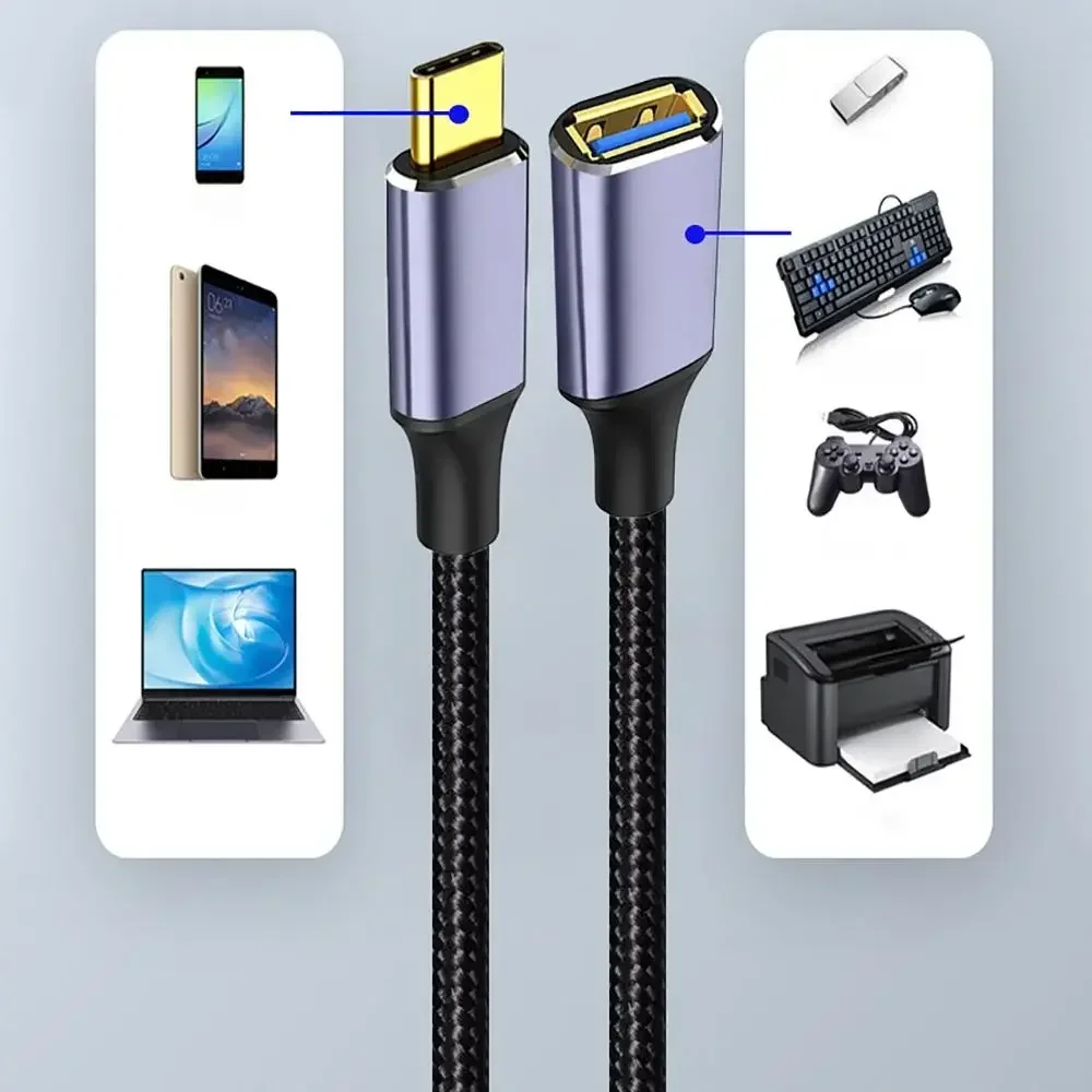 Cable profesional de alta velocidad tipo C a USB 3,0 A, macho a hembra, adaptador OTG para ordenador portátil, Cable de extensión para teclado y ratón de coche - imagen 4