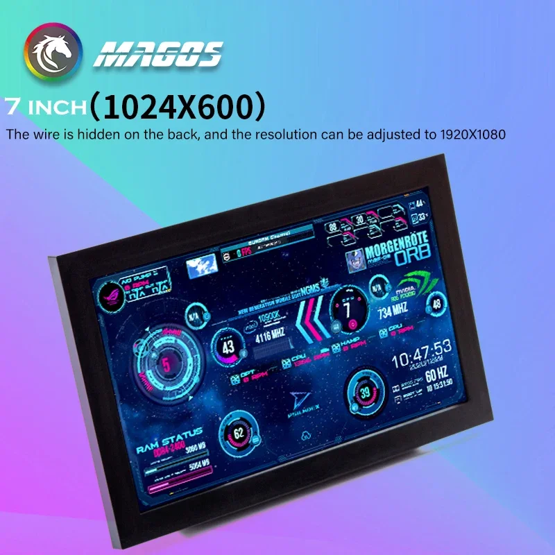 Pantalla secundaria de ordenador de 7 pulgadas, Monitor táctil, Detector de datos de temperatura de CPU, Aida64 IPS 1024*600 - imagen 5