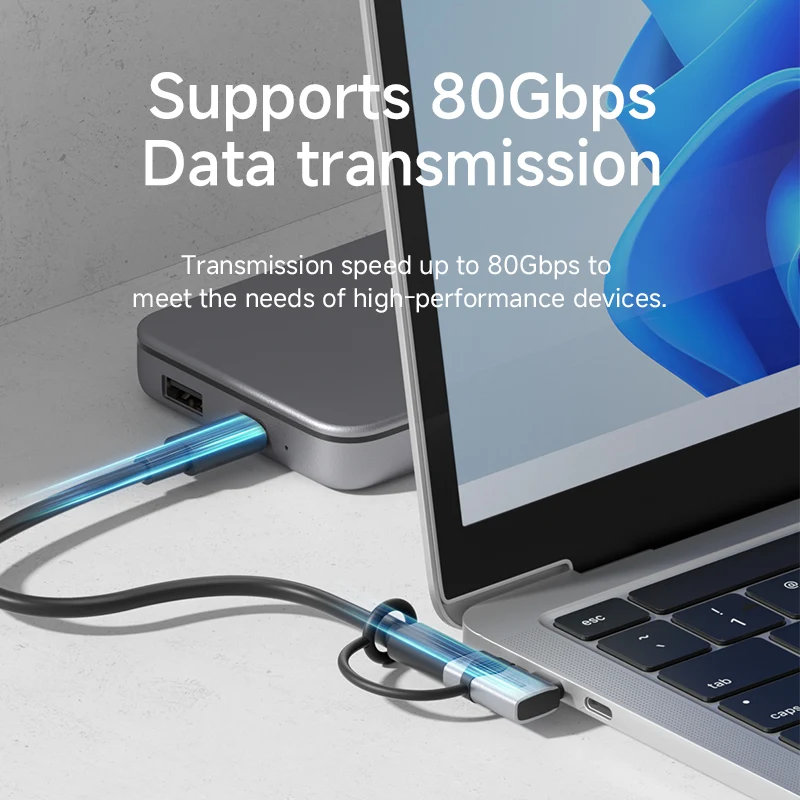 Hagibis-Adaptador USB C a C de 240W con cordón, convertidor de 80Gbps y 90 grados, adaptador USB4 de vídeo 8K para MacBook iPhone 17 Pro Tablet - imagen 3