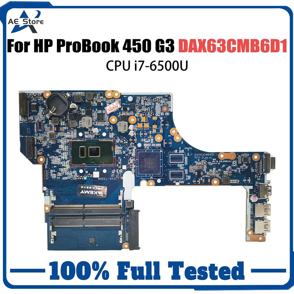 Para HP placa base de alto rendimiento DAX63CMB6C0 placa base para ordenador portátil ProBook 450 G3 470 G3 CPU i3 i5 i7 100% probado