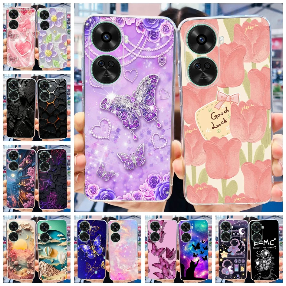 Para Huawei Nova 12 SE Funda suave TPU flor colorida fundas de teléfono transparentes para Huawei Nova 11 SE Funda Nova12SE Nova 12SE Funda