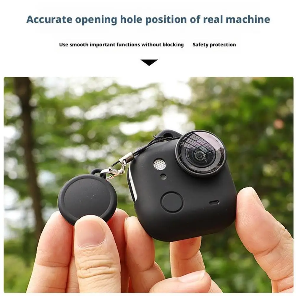 Funda de silicona para lente de cámara Insta360 GO Ultra, cubierta protectora de pantalla, accesorios antiarañazos con cordón - imagen 3