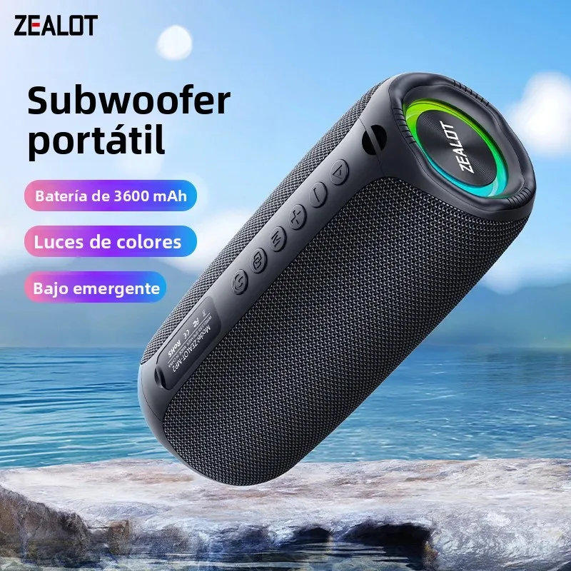 Altavoz ZEALOT-MP2 Altavoz Bluetooth portátil con graves mejorados, Bluetooth 5.3, tiempo de reproducción de 15H, para acampar y hacer senderismo - imagen 2