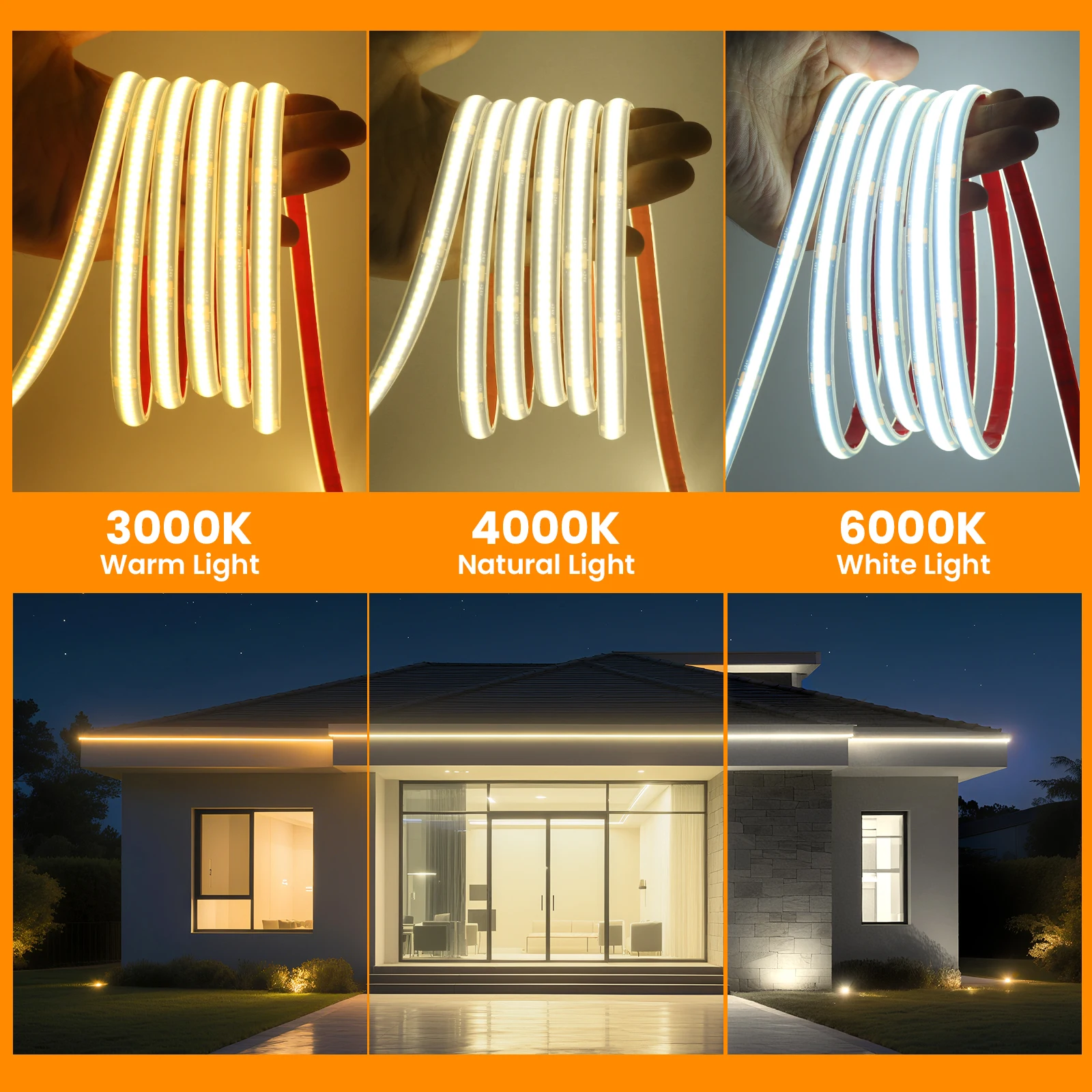 Tira de luces LED COB WiFi Bluetooth IP68 impermeable 320LEDs/m 1M 2M 3M 5M 10M blanco/Natural/blanco cálido luces Led COB regulables 12V 24V - imagen 2