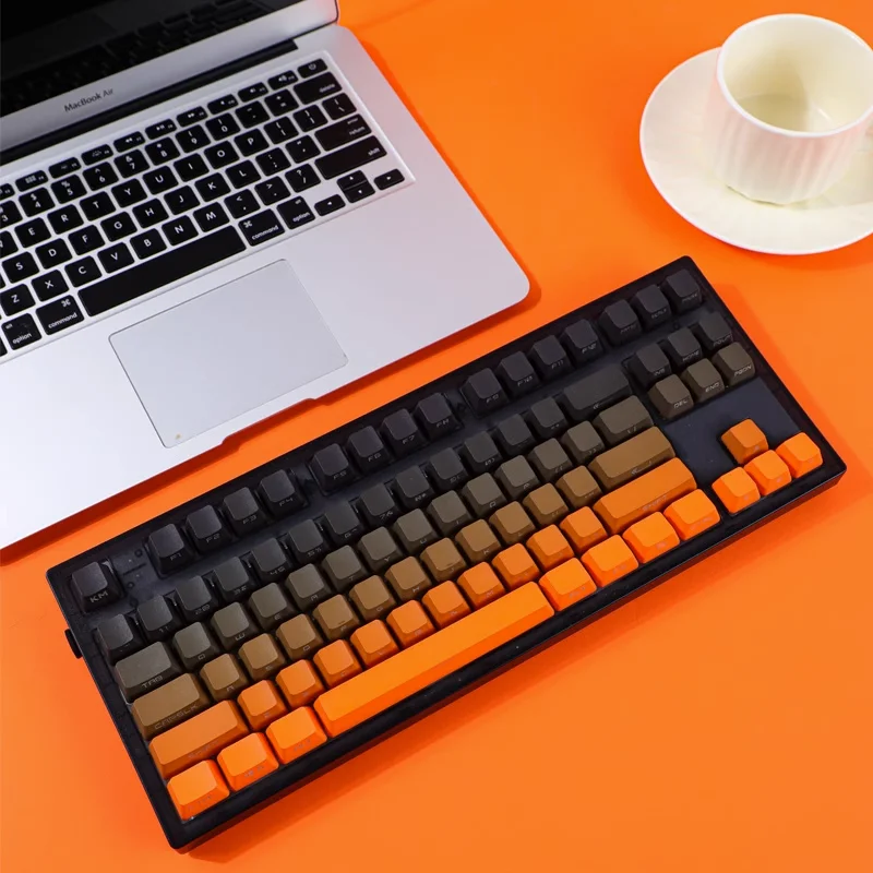 Teclas con gradiente de puesta de sol, 140 teclas, naranja, PBT, doble disparo, OEM, retroiluminación lateral, Teclado mecánico AULA F75 Ajazz Ak820 Pro PC