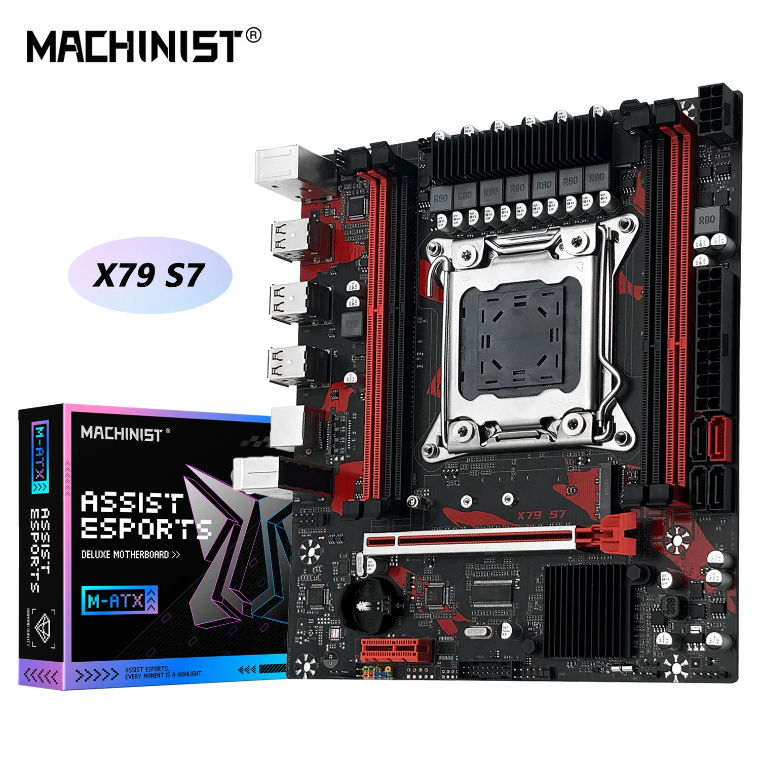 Placa base MACHINIST X79 S7 compatible con procesador de CPU Intel Xeon E5 v1 y v2 LGA 2011 DDR3 REG ECC RAM placa base de doble canal