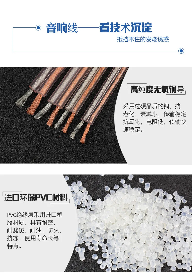 Cable de audio 2 * 1,0 cuadrado 400 núcleos Cable de audio de altavoz de calidad de cobre sin oxígeno Cable de altavoz de fiebre - imagen 3