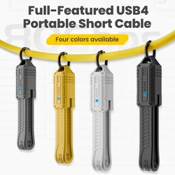 Cable USB-C USB4 corto con llavero para carga rápida y datos
