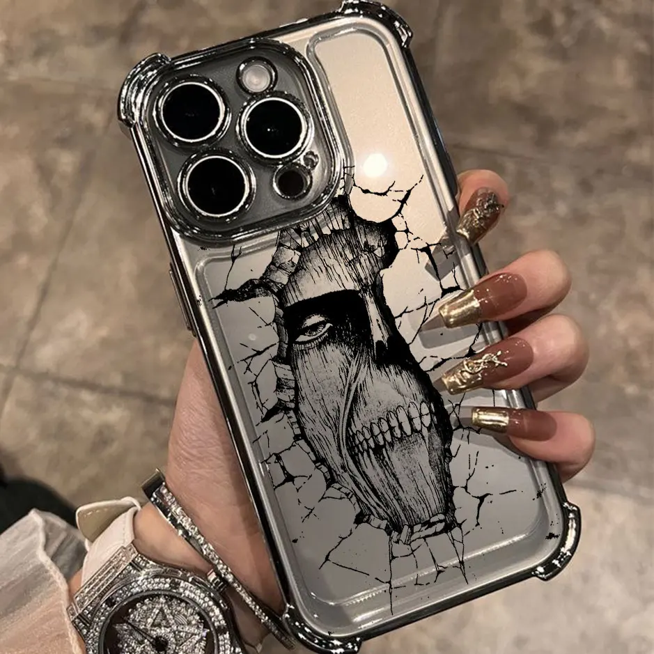 Hot-blooded anime Attack on Titan Plating Phone Case For Xiaomi 14 14Pro 13 13Pro Poco F4 F5 X7 X6 X5 X3 Pro 5G Anti Fall Airbag - imagen 5