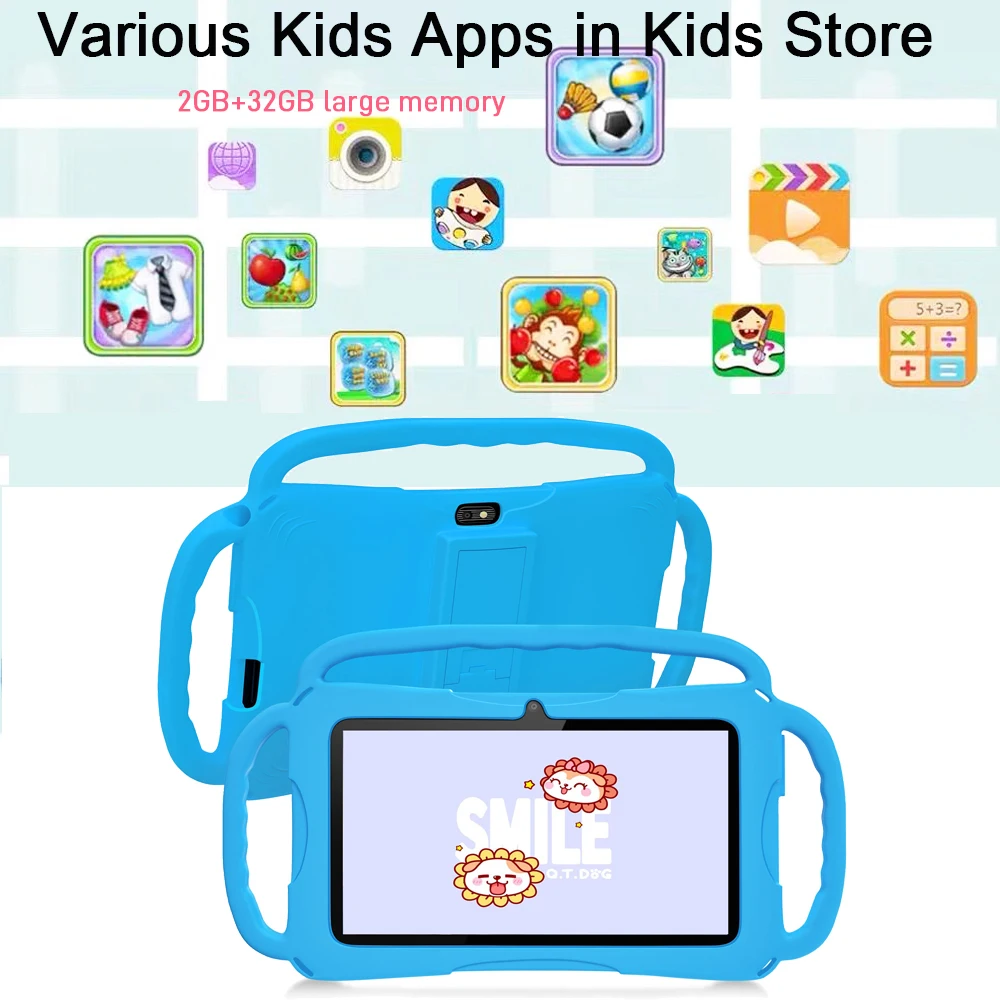 Tableta para niños de 7 pulgadas, los mejores regalos para niños, tabletas Android Quad Core de 2GB + 32GB de ROM, funda protectora portátil a prueba de niños con dibujos animados - imagen 2