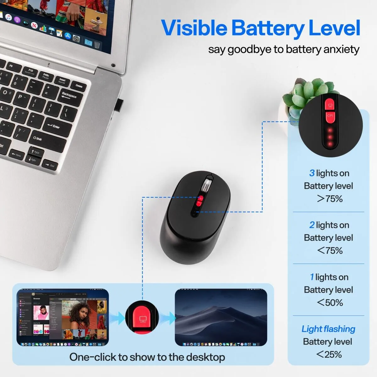 Botón silencioso Vertical de bajo ruido, ratón inalámbrico de oficina de 2,4G, diseño ergonómico, botón portátil con ratón óptico lateral para ordenador - imagen 3