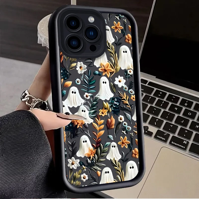 Funda de dibujos animados Monster Ghost para iPhone 16 E 15 14 13 12 Mini 11 Pro Max XS X 8 7 Plus SE, funda de silicona suave líquida a prueba de golpes - imagen 2