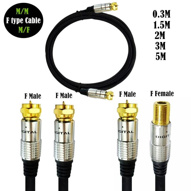 TV 9,5 mm macho a tipo F macho y hembra cable de antena satelital de TV coaxial 0,3 m 1,5 m 2 m 3 m 5 m - imagen 5