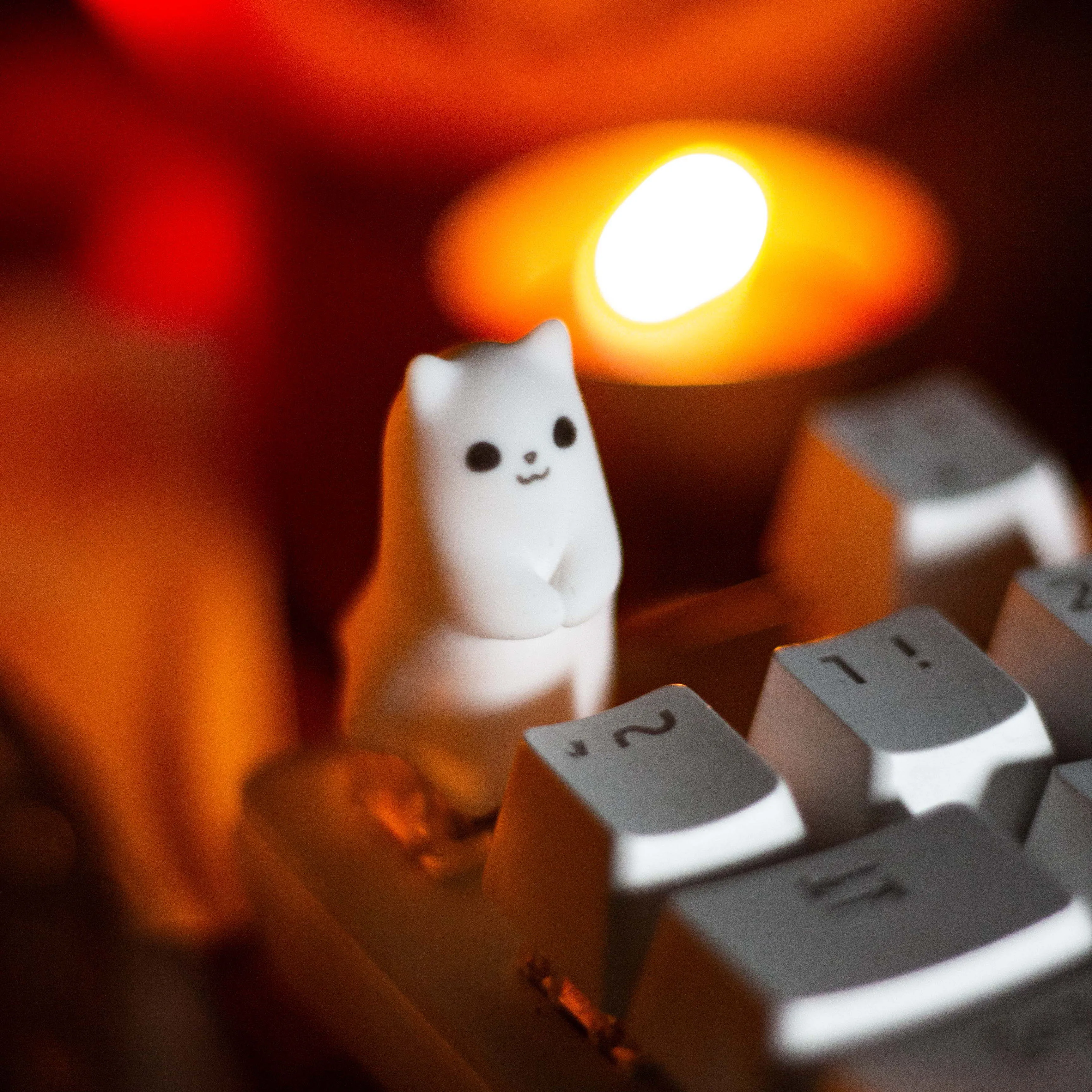 Keycap transparente de gato fantasma, tapa de tecla mecánica de juego creativo y bonito DIY, tapa de eje MX de cereza transparente personalizada - imagen 5