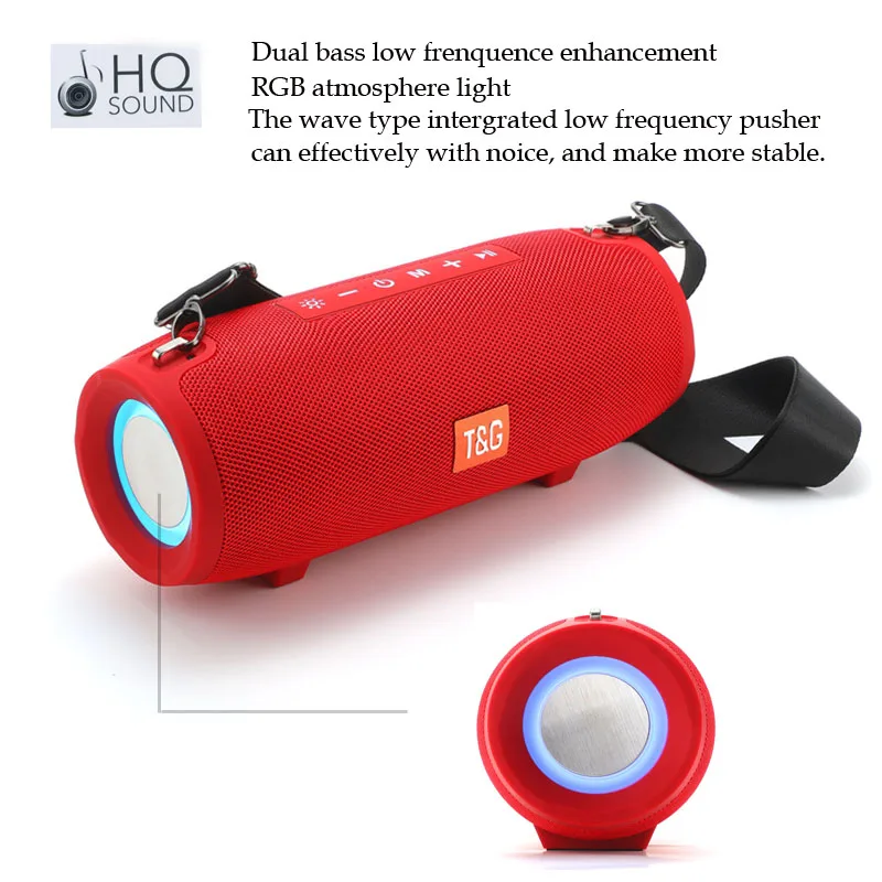 T & G-Altavoz Bluetooth portátil TG322 PMPO MAX 40W, 3600MAH, luz LED RGB, inalámbrico, impermeable, Subwoofer para exteriores, altavoz estéreo - imagen 5