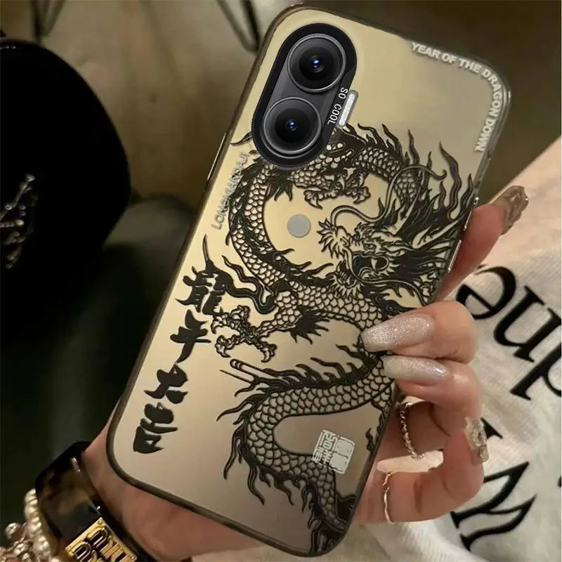 Para Poco F7 5G Funda armadura dargon patrón mate Protector contraportada para Xiaomi Poco F7 F 7 PocoF7 Funda a prueba de golpes - imagen 3