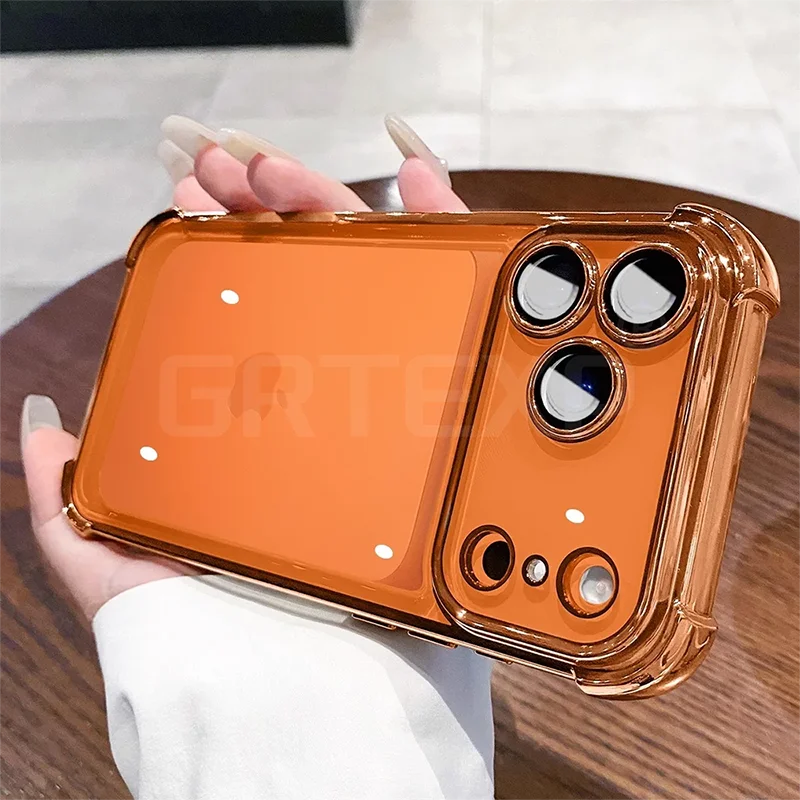 Funda de teléfono transparente a prueba de golpes con revestimiento morado de lujo para iPhone 17 Pro 17 Pro Max Air, funda suave de silicona de cuatro esquinas ﻿