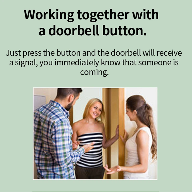 Timbre inalámbrico EARYKONG, timbre de puerta inteligente de bienvenida para el hogar, resistente al agua, larga distancia inalámbrica, 39 tonos de llamada, soporte de botón luminoso - imagen 4