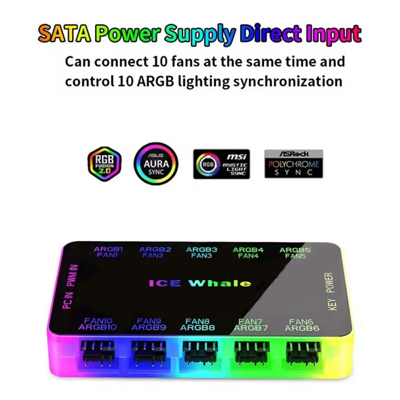 HUB ICE Whale C10 ARGB/PWM con controlador ARGB Adaptador HUB de ventilador 2 en 1 - imagen 2