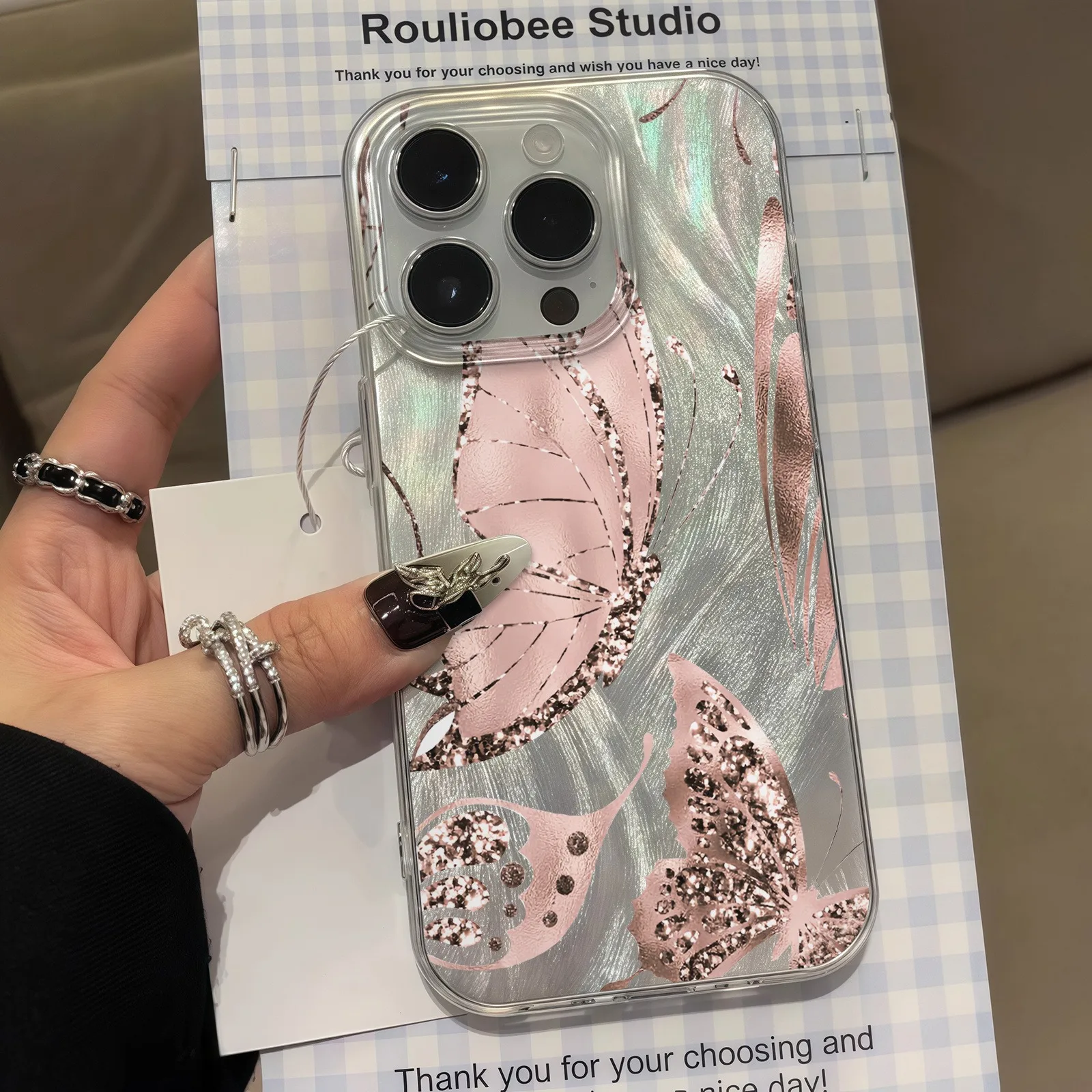 Funda de teléfono IMD de tul con diseño artístico de mariposa chapada en oro para Xiaomi Mi 11 Lite5G 14T 13T Poco X6 X5 M6 Pro F7 X7 - imagen 3