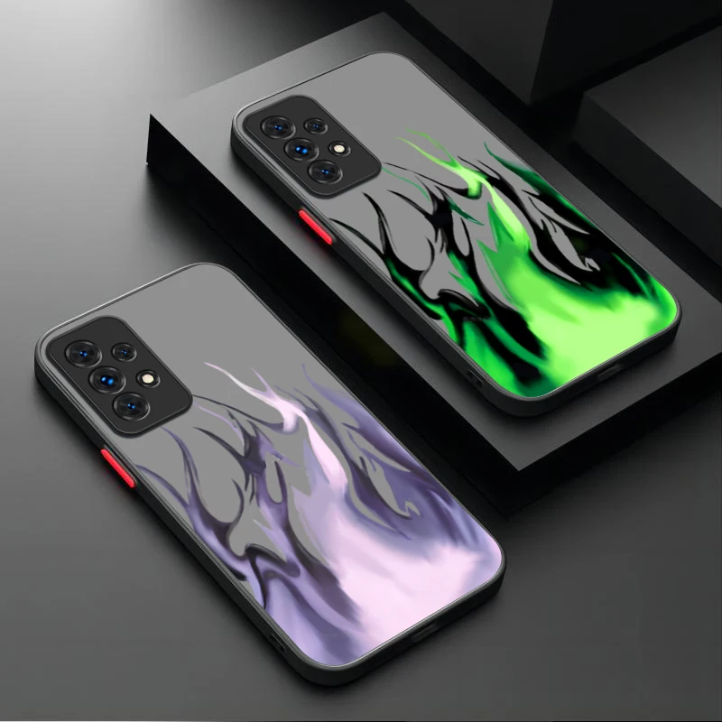 Funda con símbolo Noble de llama para Samsung Galaxy A05 A05S A54 A34 A24 A14 A53 A33 A23 A13 A52 A52S A32 A22 A12 A71 A51 A31 A50