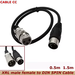 Cable MIDI DIN 5 pines a XLR 3 pines (macho-hembra) para instrumentos